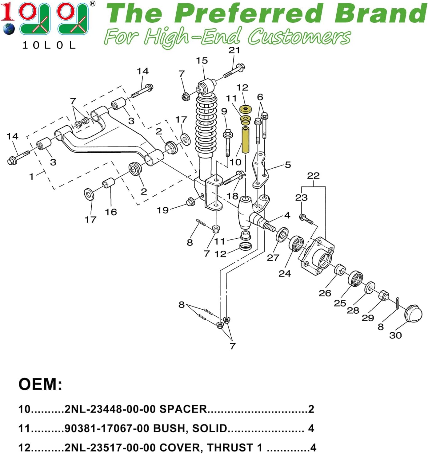 10L0L Steering Knuckle Outer Cover and Spindle Tube Spacer Kit