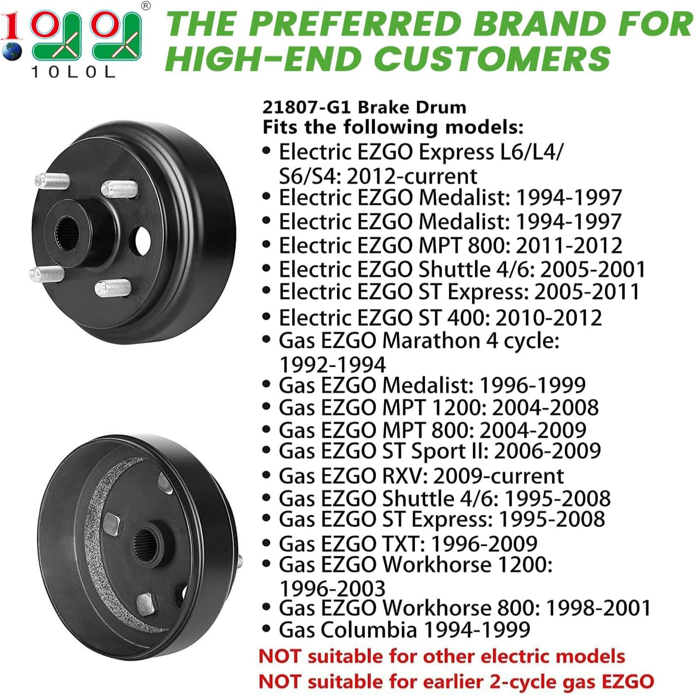 10L0L Golf Cart Brake Drum Hub Assembly