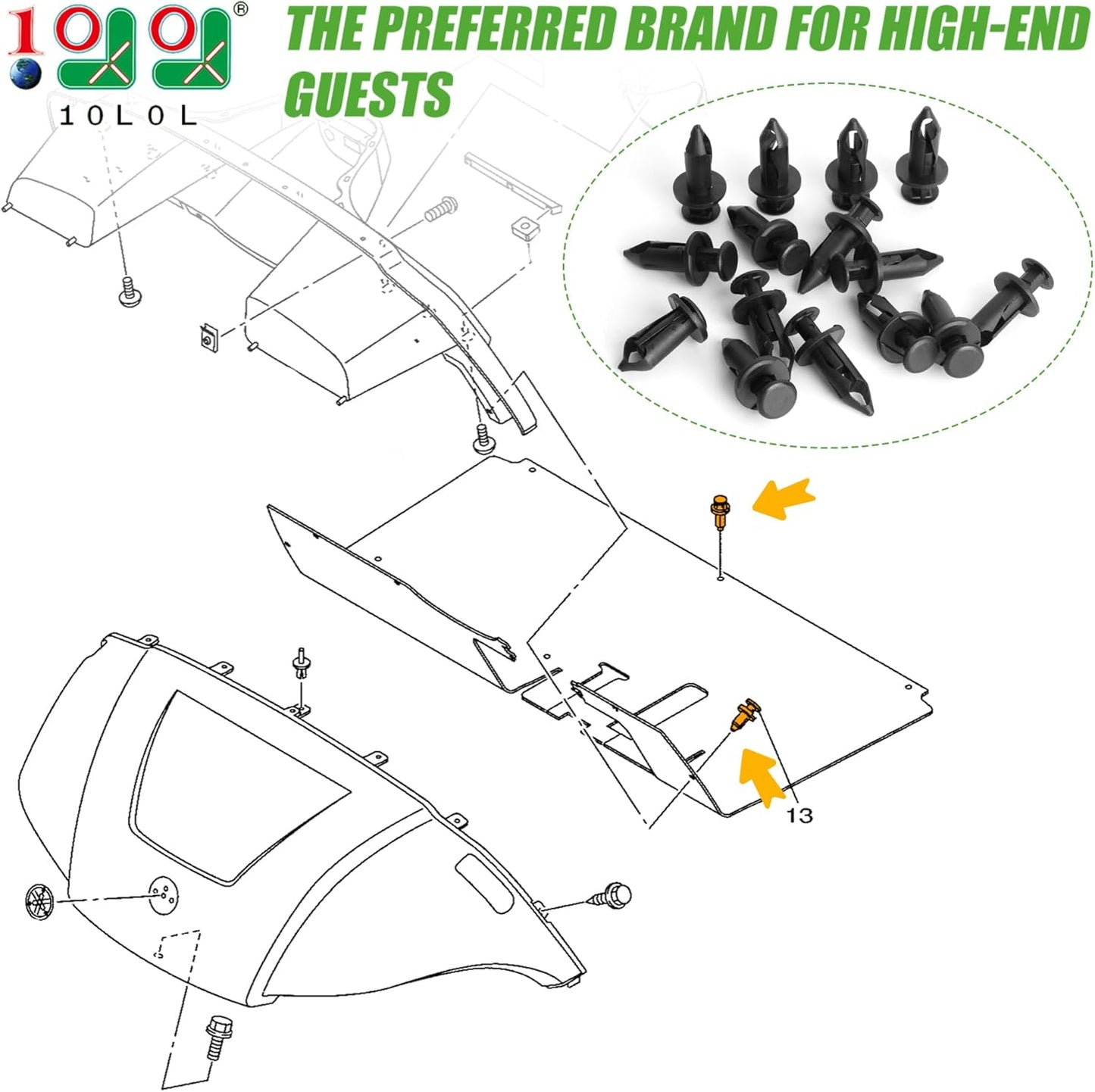 Yamaha Golf Cart Floor Mat Rivets (2007-Up)
