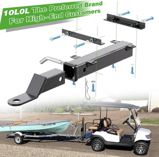 Heavy Duty Golf Cart Trailer Hitch Kit with 2" Receiver for Yamaha, EZGO, Club Car - Easy Installation