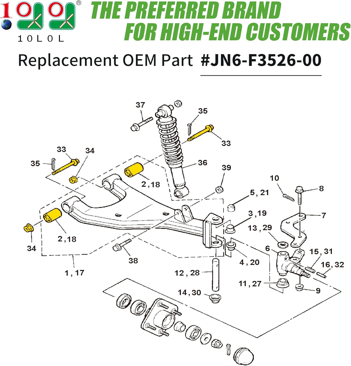 Golf Cart Front Lower Control Arm Bushing Kit