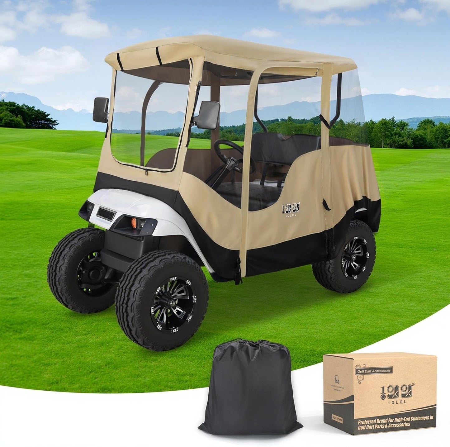 10L0L Golf Cart 2 Passenger Enclosure Khaki