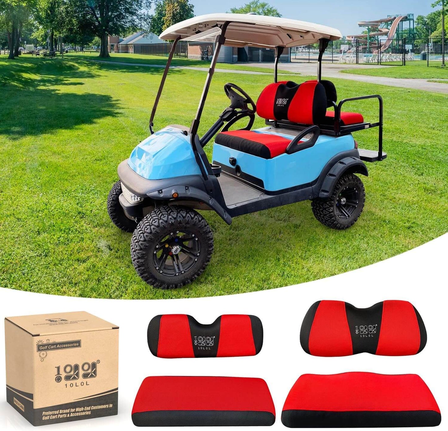 10L0L Golf Cart Front Rear Seat Cover Set