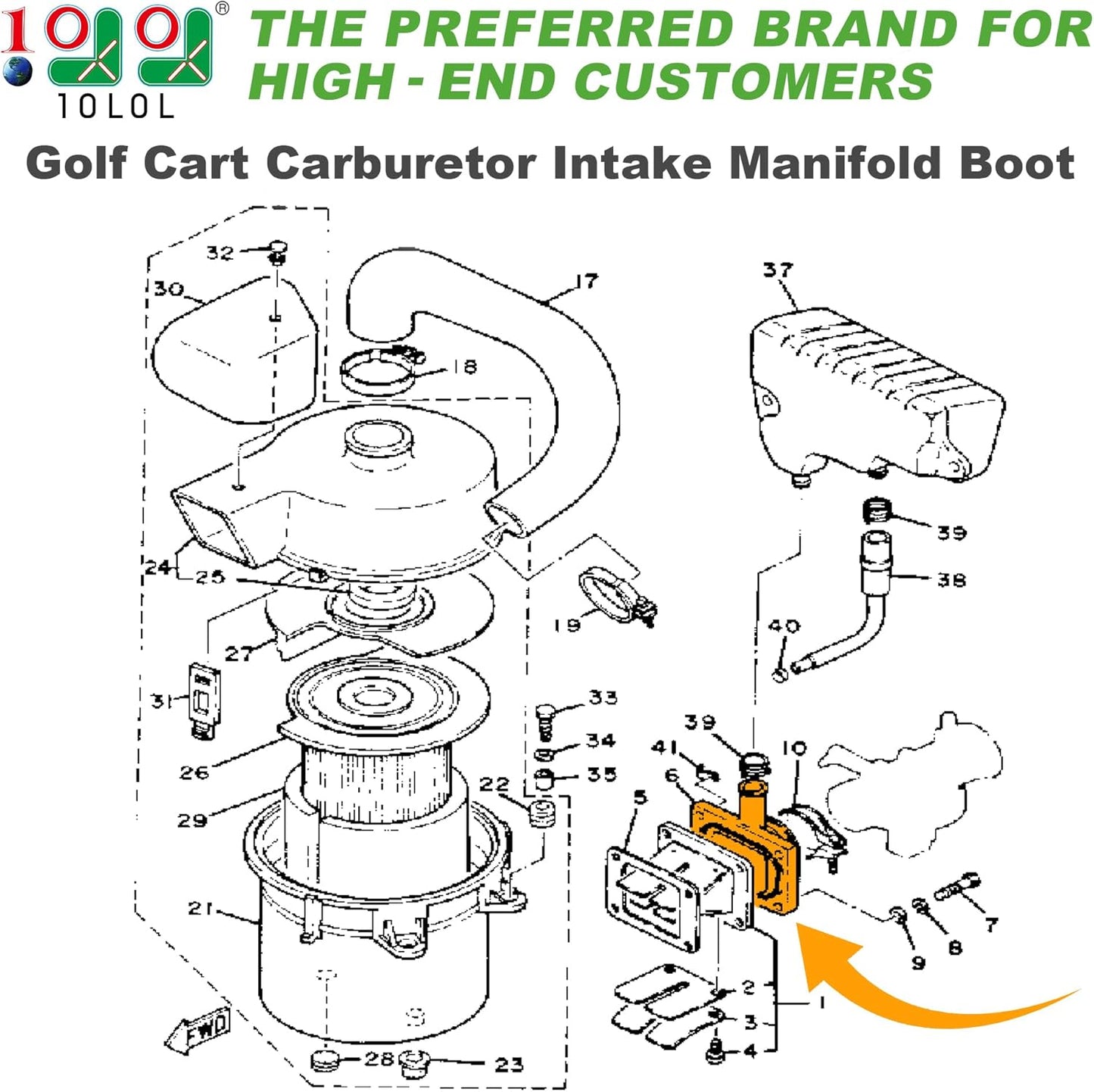 Carburetor Intake Manifold Boot for Yamaha G1 Gas 1983-1988