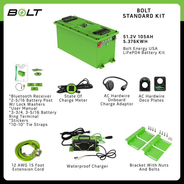 Bolt Energy EZGO TXT 48V, Express, 51V 105AH Thin Battery Bundles