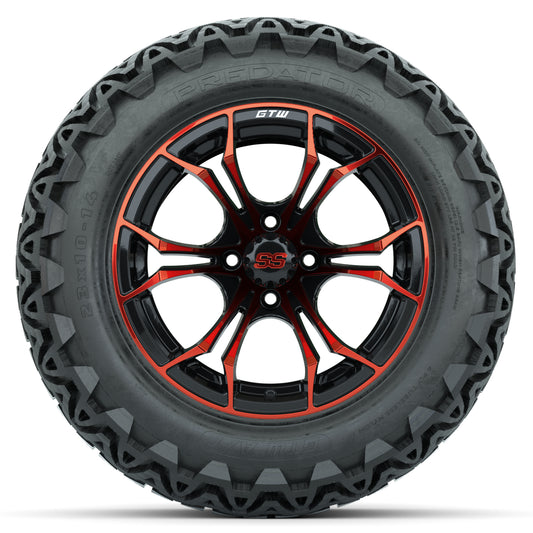 GTW Red/Black Spyder 14 in Wheels with 23x10-14 GTW Predator All-Terrain Tires - Set of 4