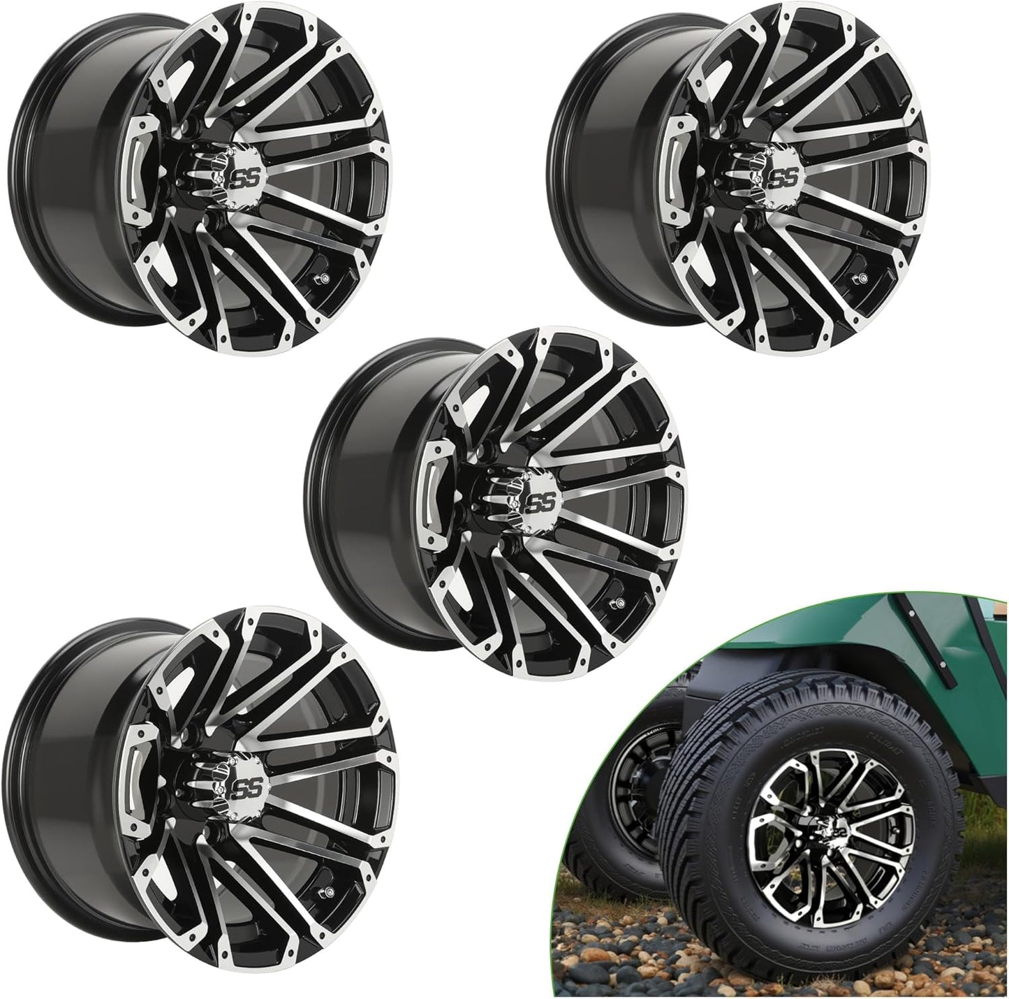 Surface Black Golf Cart Tires Rims