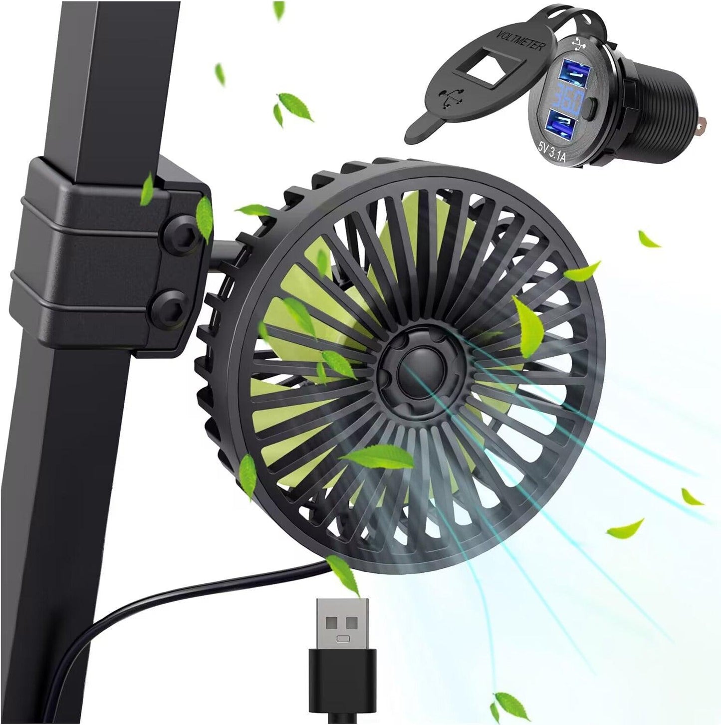 Golf Cart Fan Portable Fans USB Powered