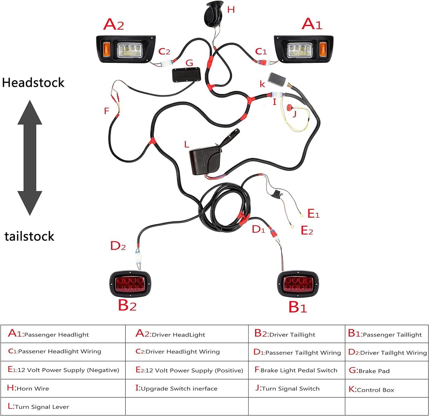 Light Kit LED Headlight And Taillight For Club Car DS - 10L0L - 10L0L
