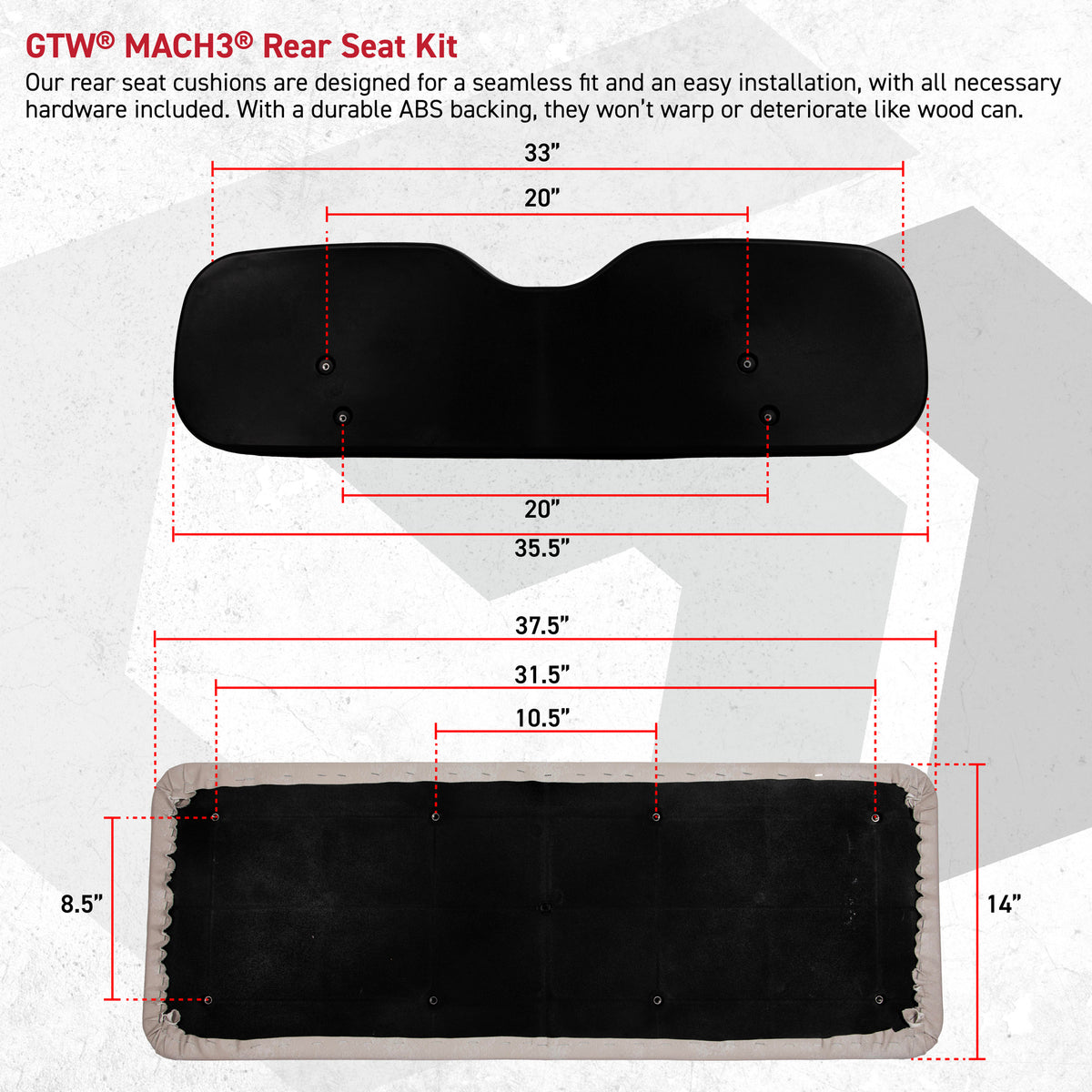 GTW® Mach 3 Black Rear Flip Seat for 2007-16 Yamaha G29/Drive