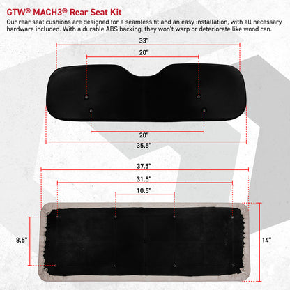 GTW® Mach 3 Black Rear Flip Seat for 2007-16 Yamaha G29/Drive