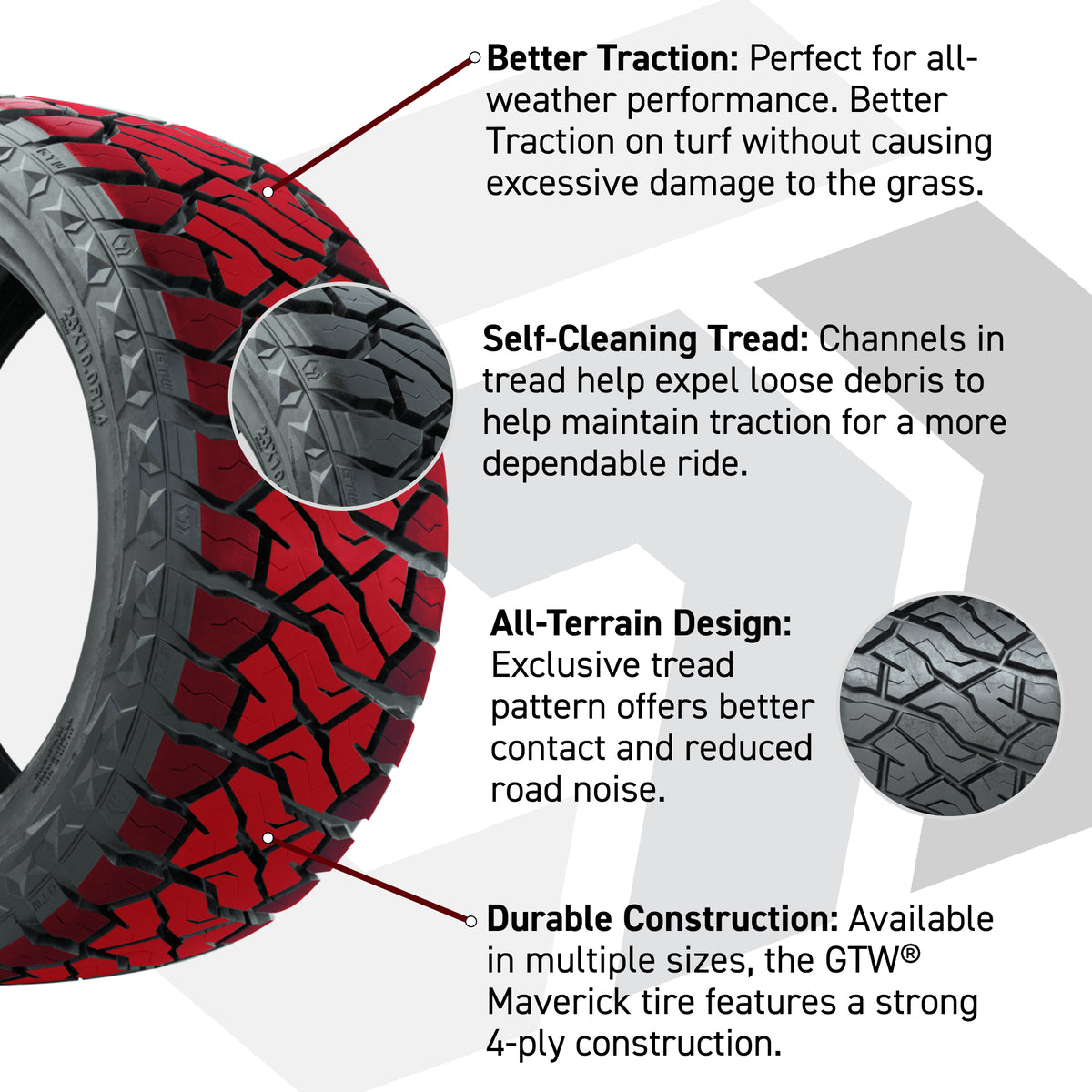 14" GTW Bravo Matte Black Wheels & 23" Maverick All-Terrain Tire Package