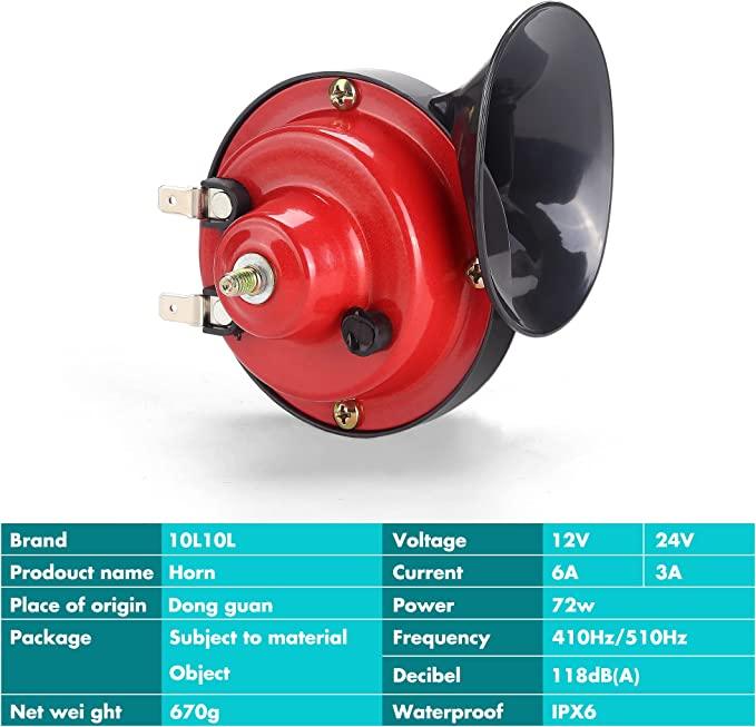 10L0L Universal 12 Volt Golf Cart Horn Kit for EZGO, Club Car, Yamaha - Floor Mount Button Switch, Golf Cart Street Legal Horn Kit - 10L0L