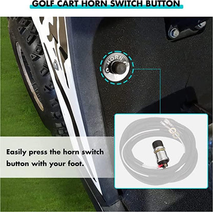 10L0L Universal 12 Volt Golf Cart Horn Kit for EZGO, Club Car, Yamaha - Floor Mount Button Switch, Golf Cart Street Legal Horn Kit - 10L0L