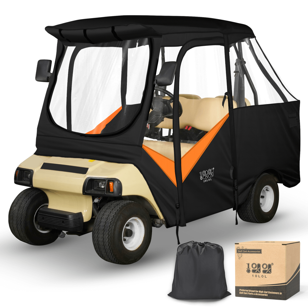 Club Car DS Golf Cart Enclosure Black & Orange