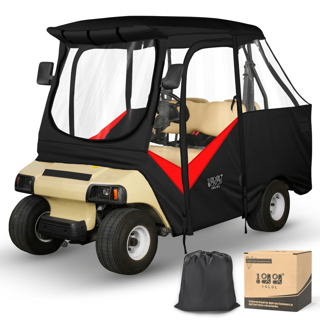 Club Car DS Golf Cart Enclosure Black & Red