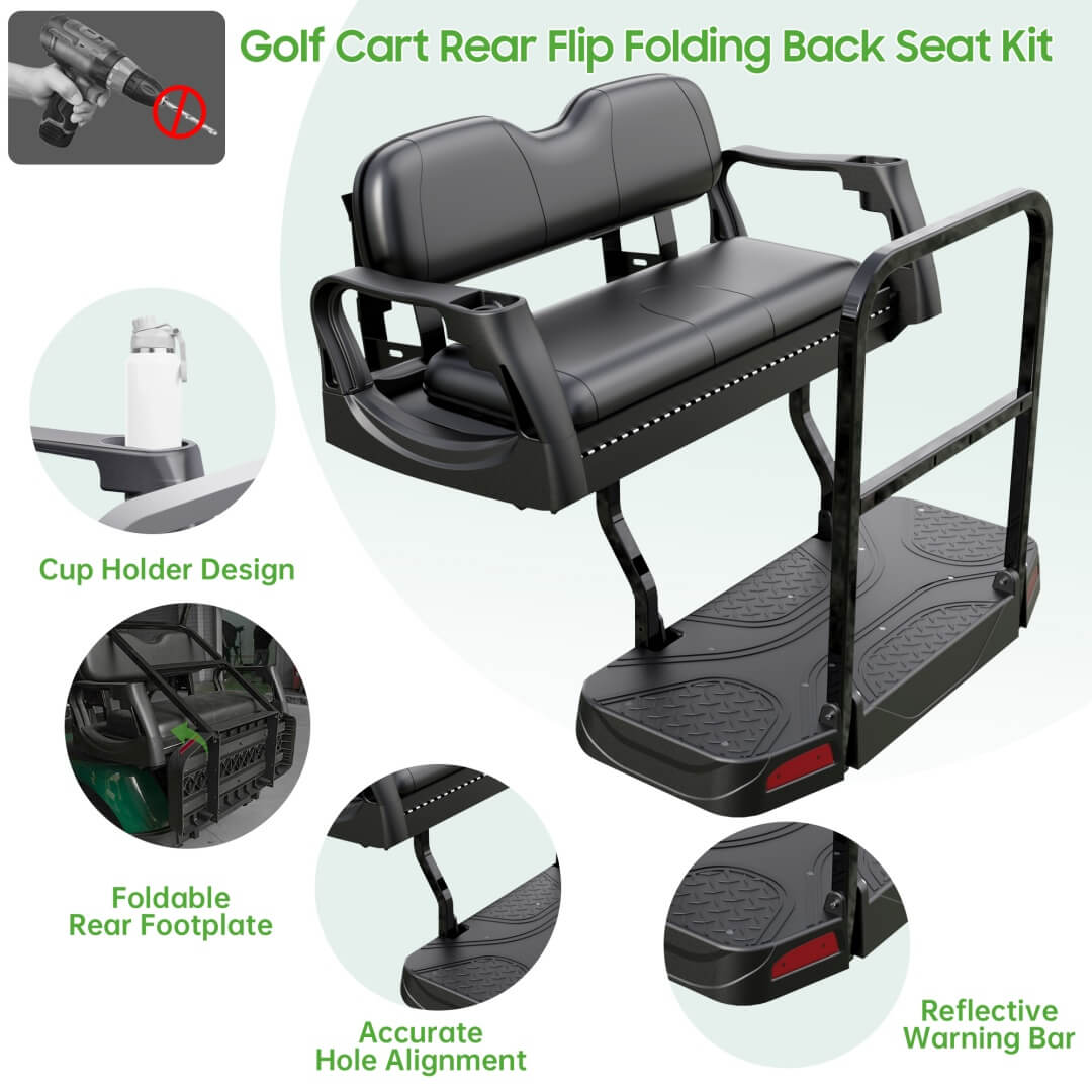Golf Cart Rear Flip Folding Back Seat Kit