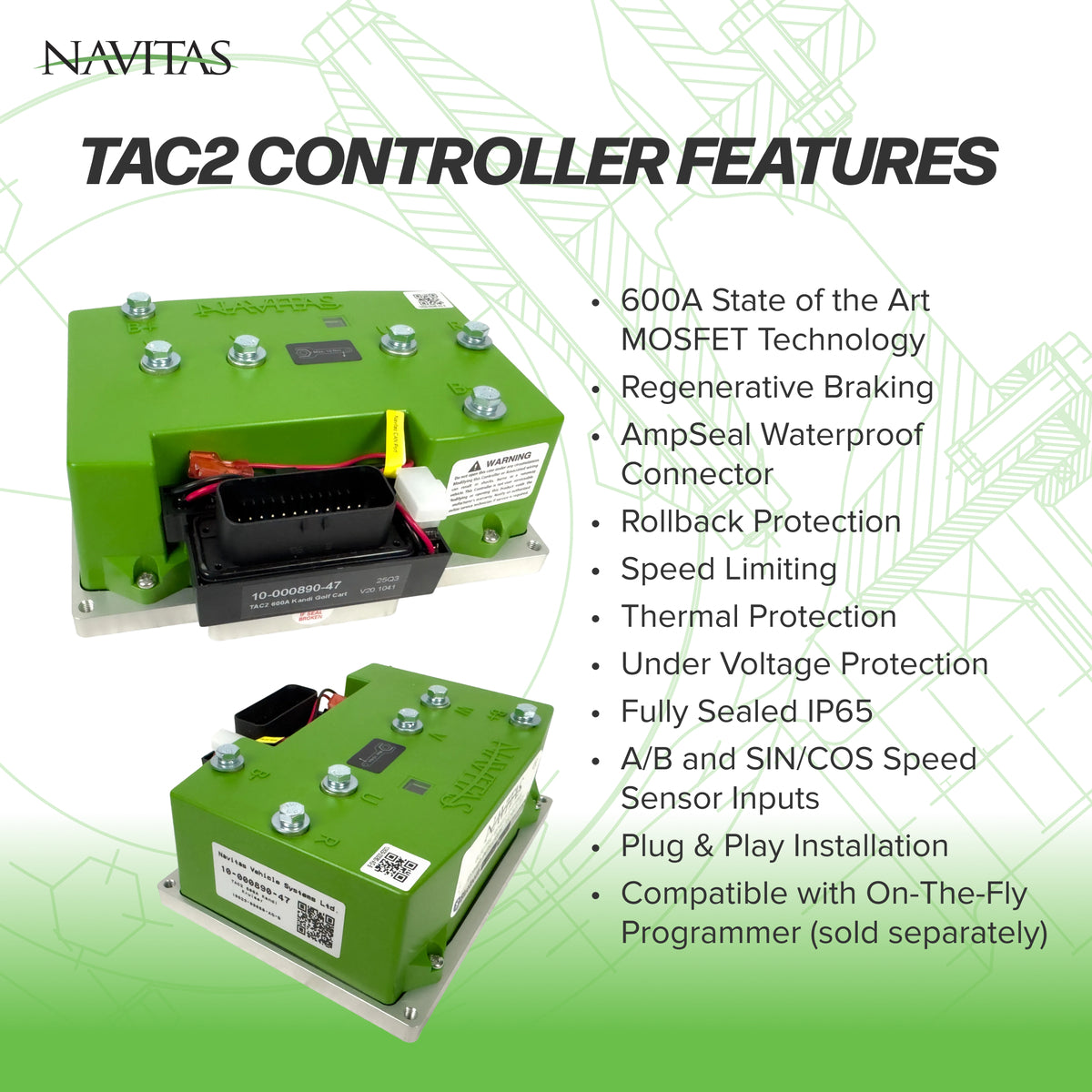 Navitas DC to AC Conversion Kit for Club Car Onward, Tempo, and Villager 4 with APPS Throttle 2022-Up - 5KW AC Motor &