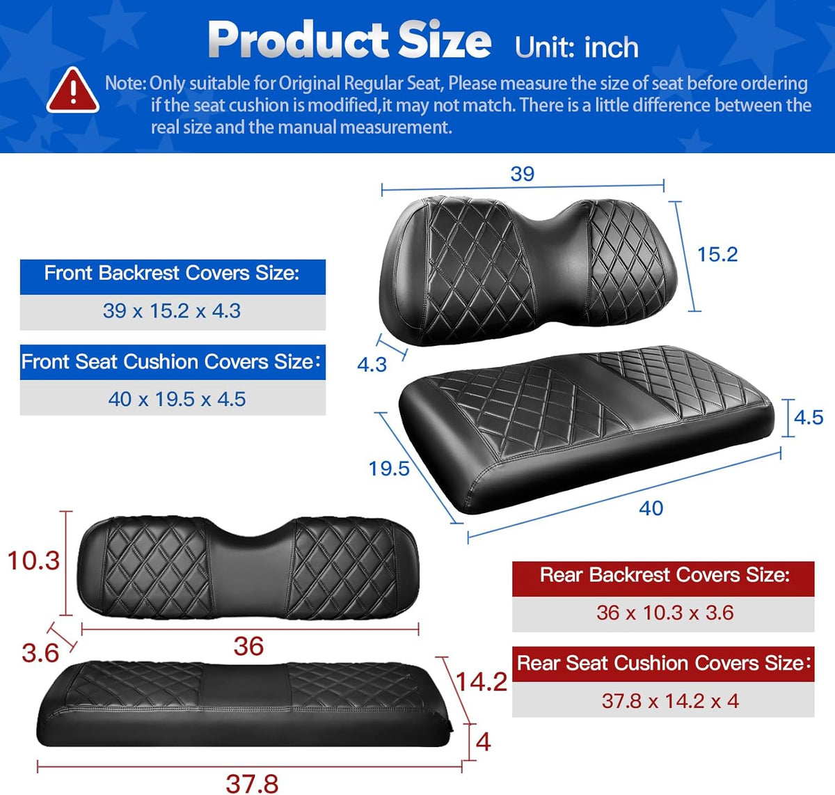 Club Car Precedent Front & Rear Seat Covers with Flip-Up Armrests & Cup Holders | 1" Square Tube