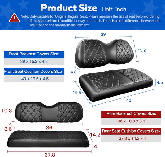 Club Car Precedent Front & Rear Seat Covers with Flip-Up Armrests & Cup Holders | 1" Square Tube