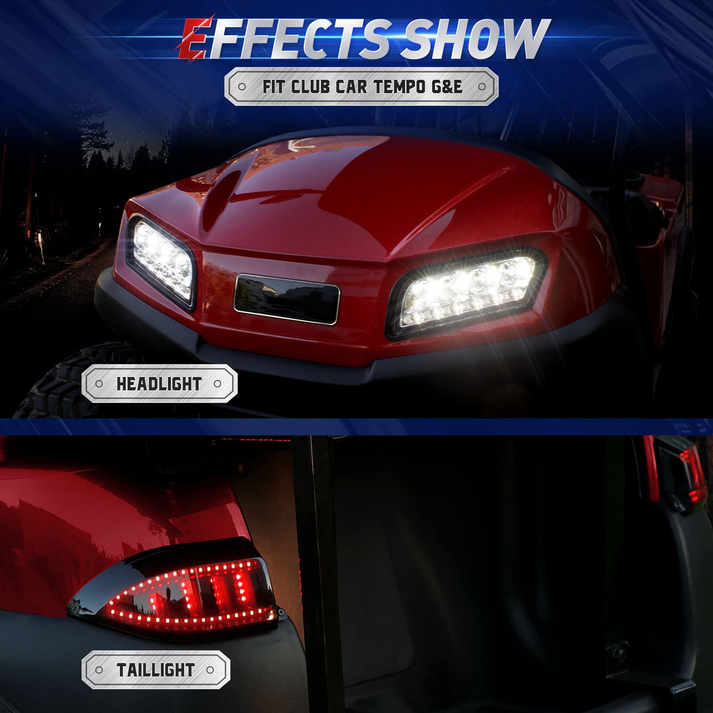 NOKINS Deluxe Plus LED Light Kit for Club Car Tempo/Onward Golf Cart