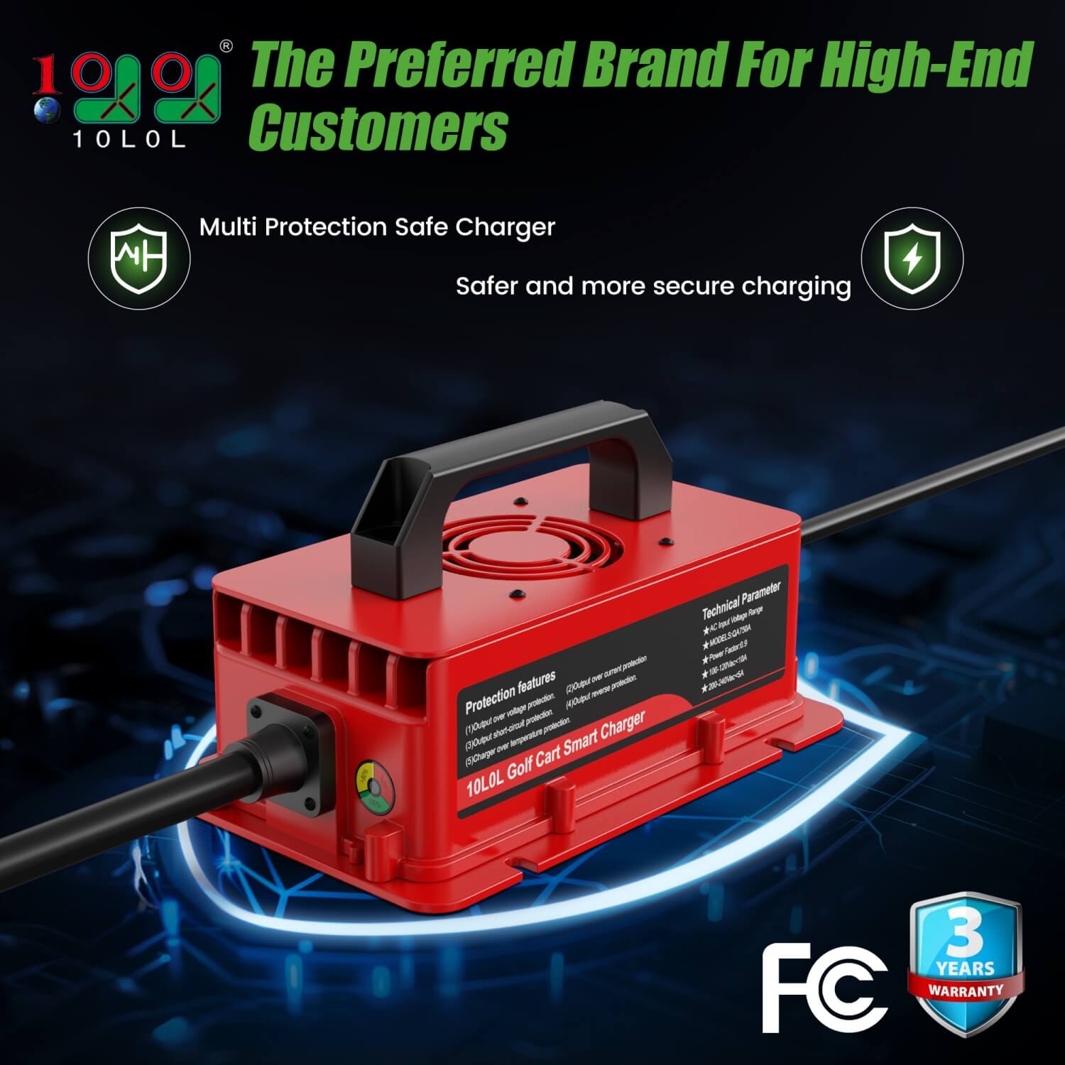 10L0L 48V Golf Cart Smart Charger for Yamaha G19/G22