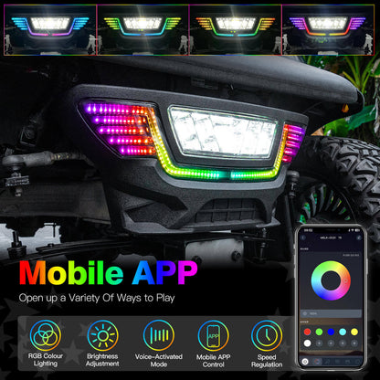 NOKINS RGB LED Light Kit for Club Car Precedent 2004-Up Electric & Gas Golf Carts | APP Control, Multi-Color Lights, Sequential Turn Signals & DRL