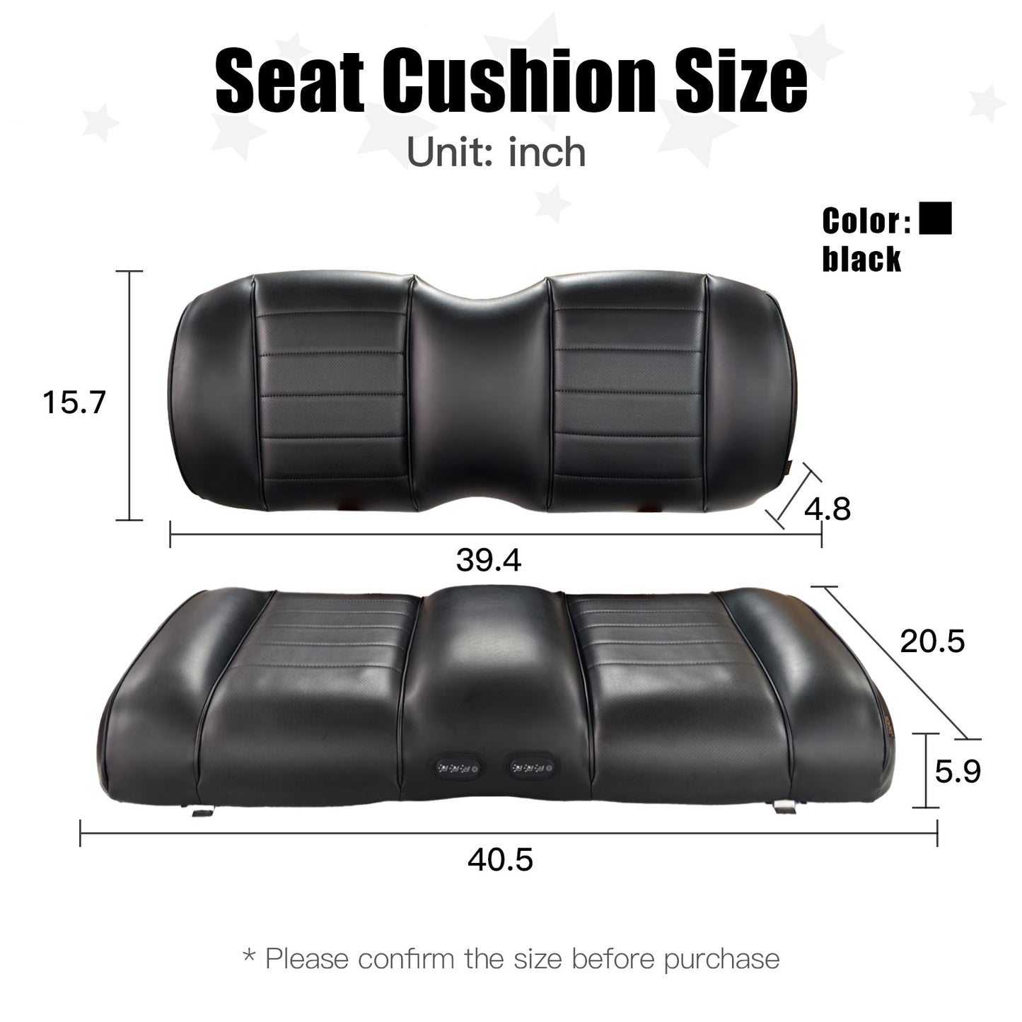 Ventilated and Heated and Vibrating Premium Front Seat Cushion Kit for EZGO TXT/RXV Golf Cart, Including NOKINS Replacement Backrest Cushion and Bottom Cushion Assembly Kit