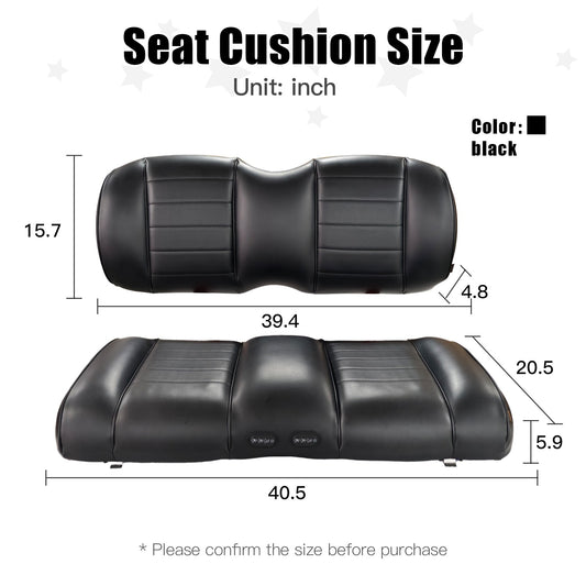 Ventilated and Heated and Vibrating Premium Front Seat Cushion Kit for EZGO TXT/RXV Golf Cart, Including NOKINS Replacement Backrest Cushion and Bottom Cushion Assembly Kit