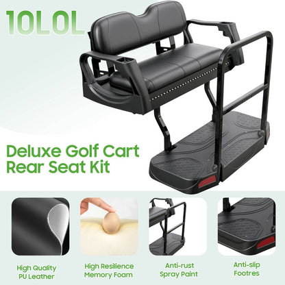 Club Car DS Golf Cart Rear Flip Seat No-Drill Installation