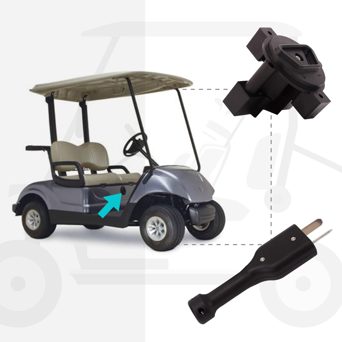 Plug Way Cart Yamaha Golf Cart Charger Handle Plug & Plug Receptacle - 10L0L ...