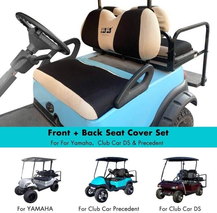 Golf Cart Front Rear Seat Cover Set for Club Car Precedent Onward Tempo & Yamaha G29 Drive/Drive 2