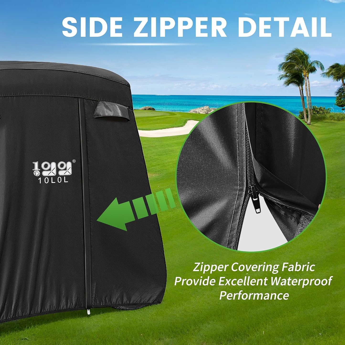 2-4 Passenger Golf Cart Cover for EZGO, Club Car and Yamaha, Waterproof Sunproof and Durable - 10L0L