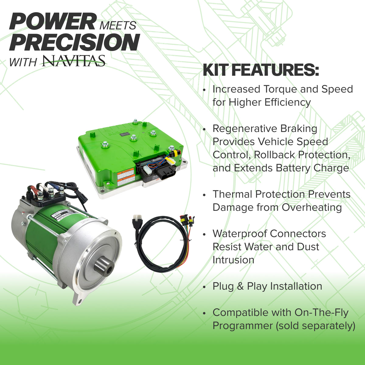 Navitas DC to AC Conversion Kit for Club Car Onward, Tempo, and Villager 4 with APPS Throttle 2022-Up - 5KW AC Motor &