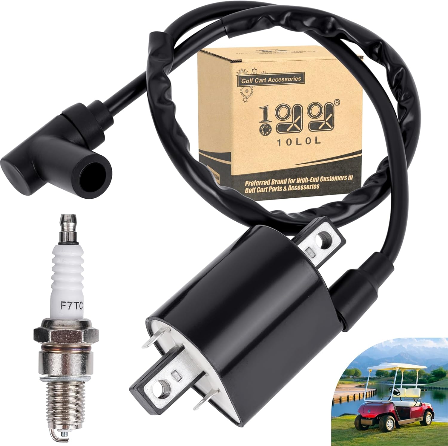 Golf Cart Ignition Coil & Spark Plug Compatible with Yamaha G2 G5 G8 G9 G11 G14