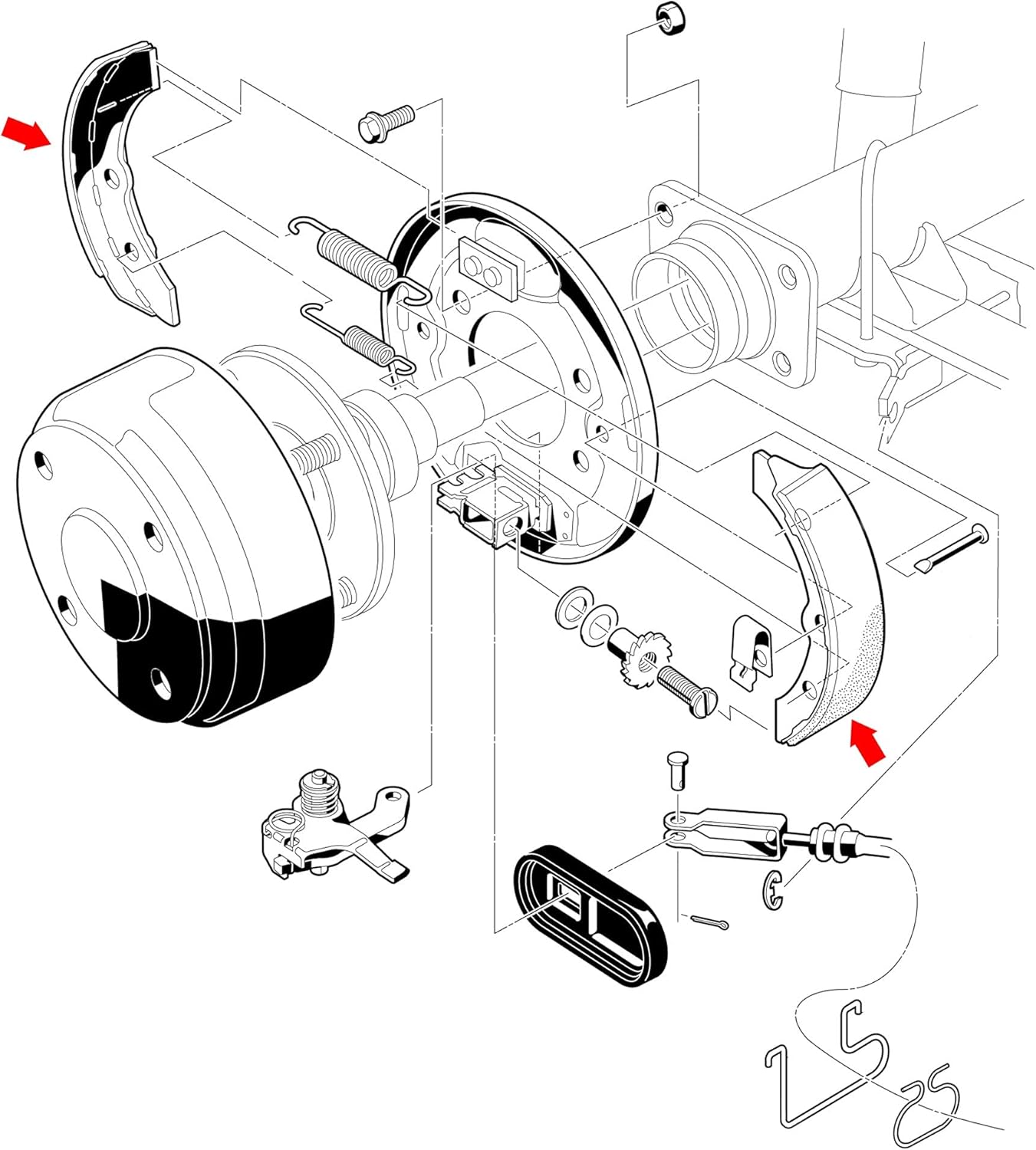 Golf cart brake shoe installation diagram