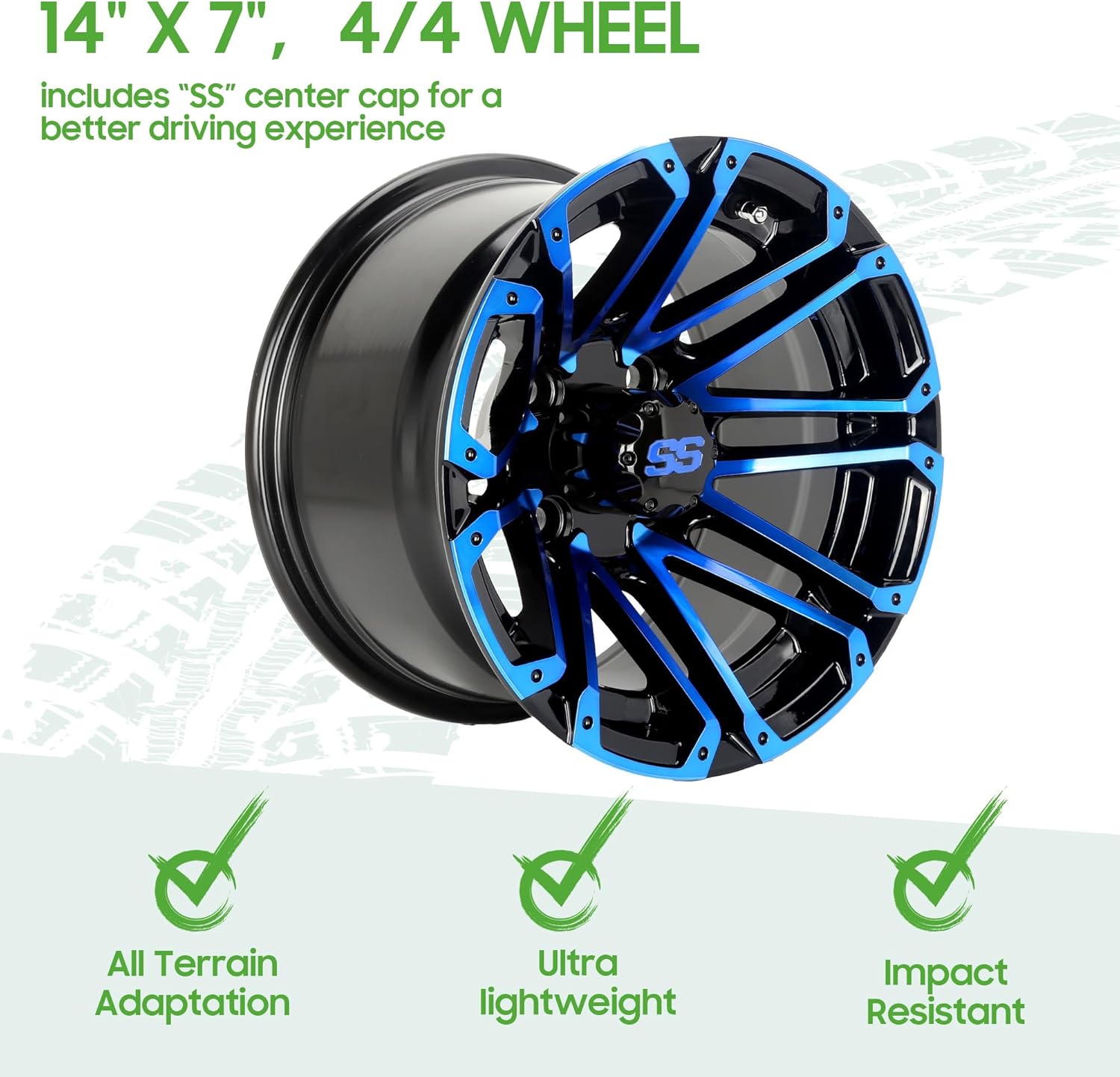 10L0L 14 Inch Golf Cart Rims with SS Center Caps