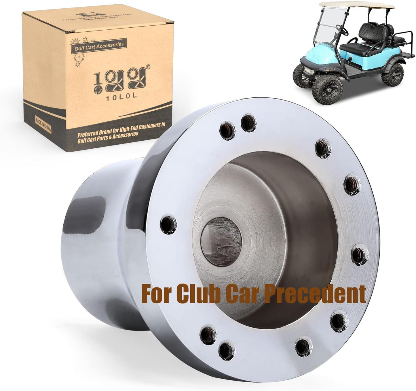 10L0L Golf Cart Steering Wheel Adapter for Club Car Precedent Silver