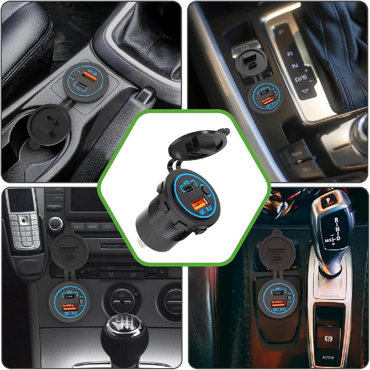 10L0L 12V USB & Type-C Quick Charge 3.0 Outlet for Golf Cart, UTV, and Boat (Universal)