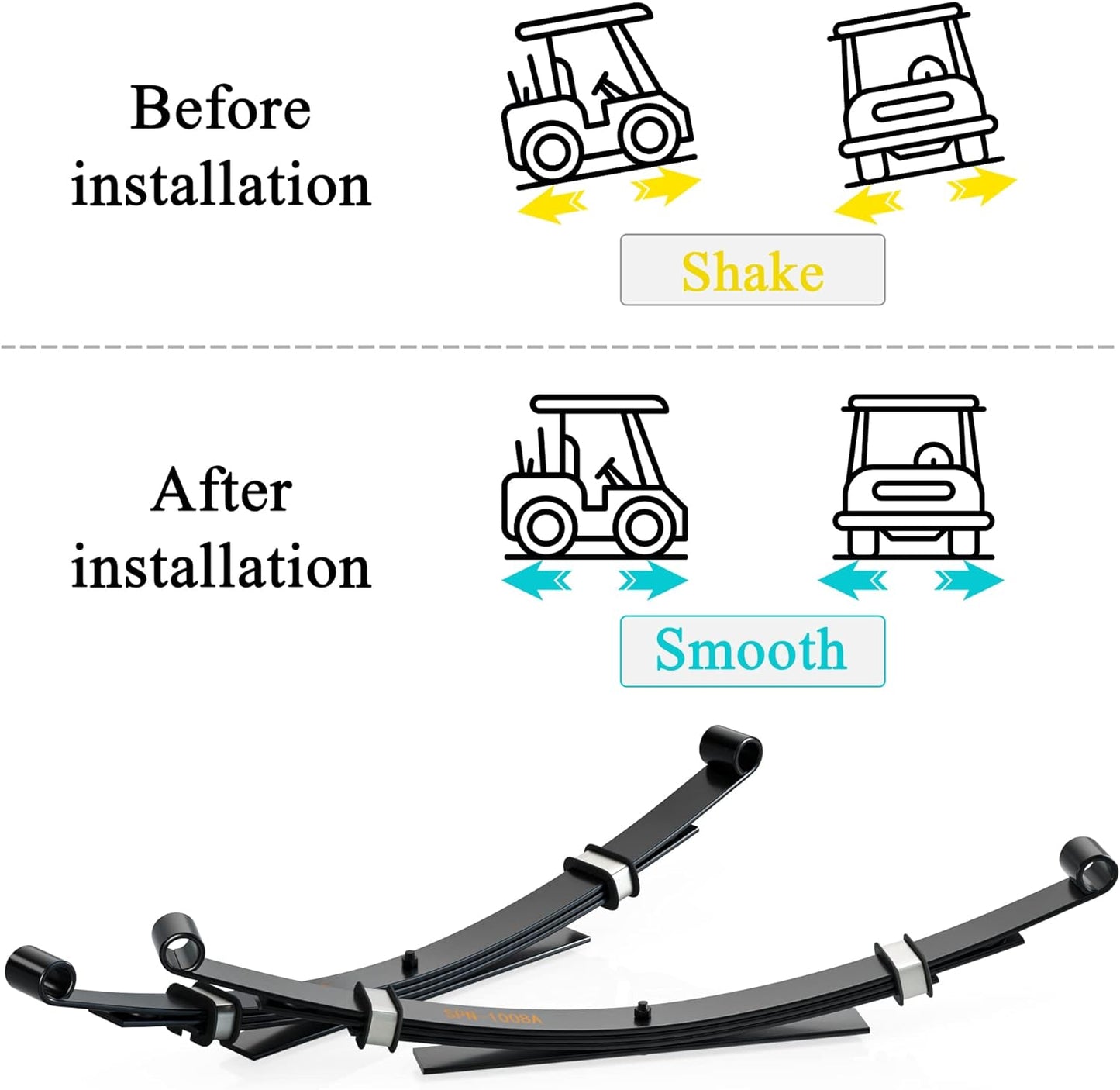 Golf Cart Heavy Duty Rear Leaf Spring Kit - 4-leaf Spring for EZGO TXT 1995-2013