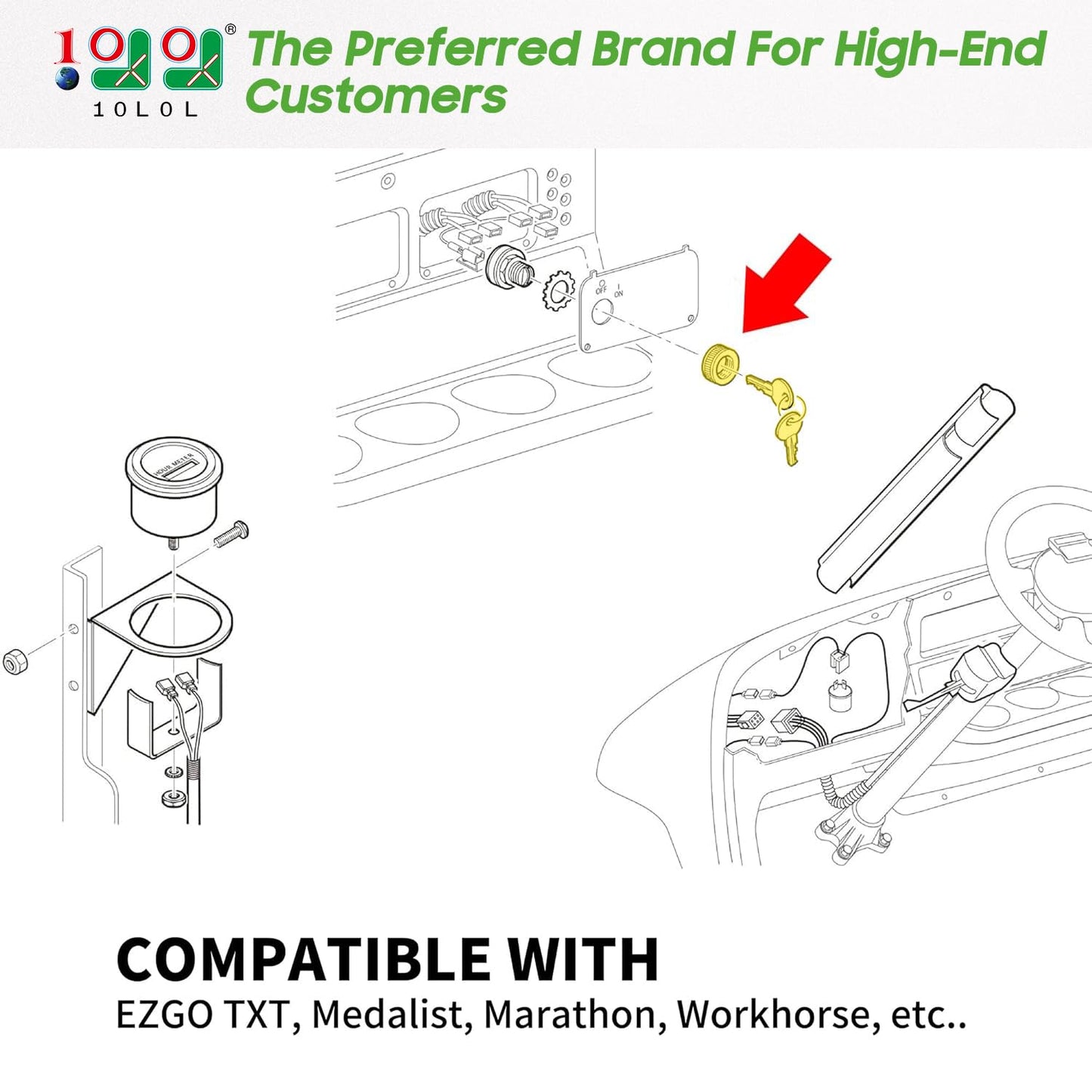 10L0L Ignition Switch for EZGO Golf Carts