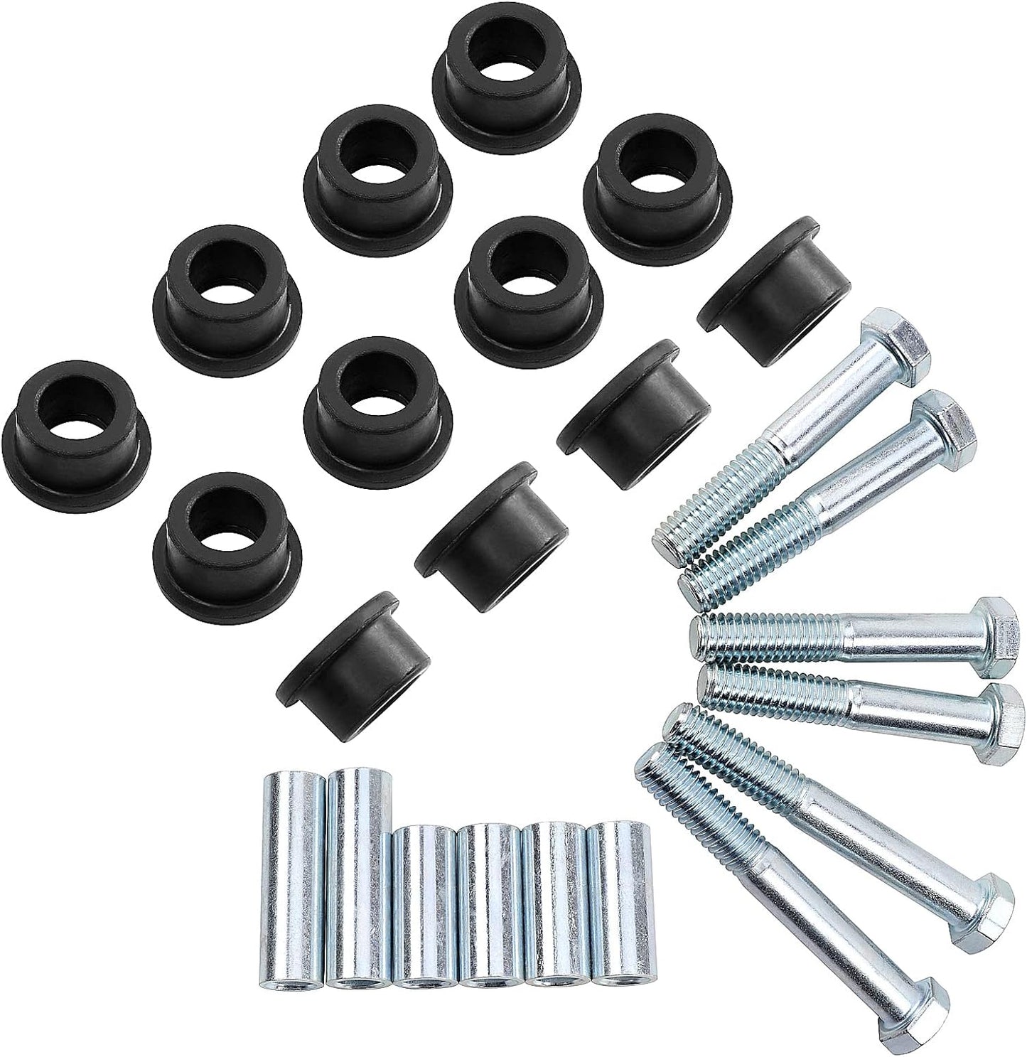 Roykaw Front Leaf Spring & Upper A-Arm Bushing Sleeve Kit w/ Bolts for Club Car DS 1992+ Gas & Electric Golf Carts