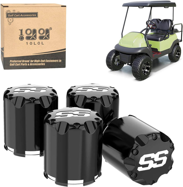 10L0L Universal Golf Cart SS Wheel Center Cap Cover Black