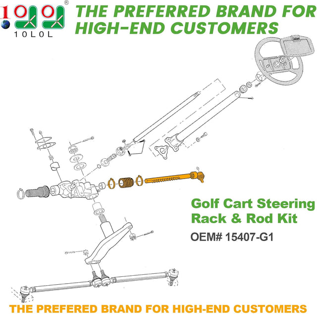 10L0L Golf Cart Steering Rack & Rod Kit