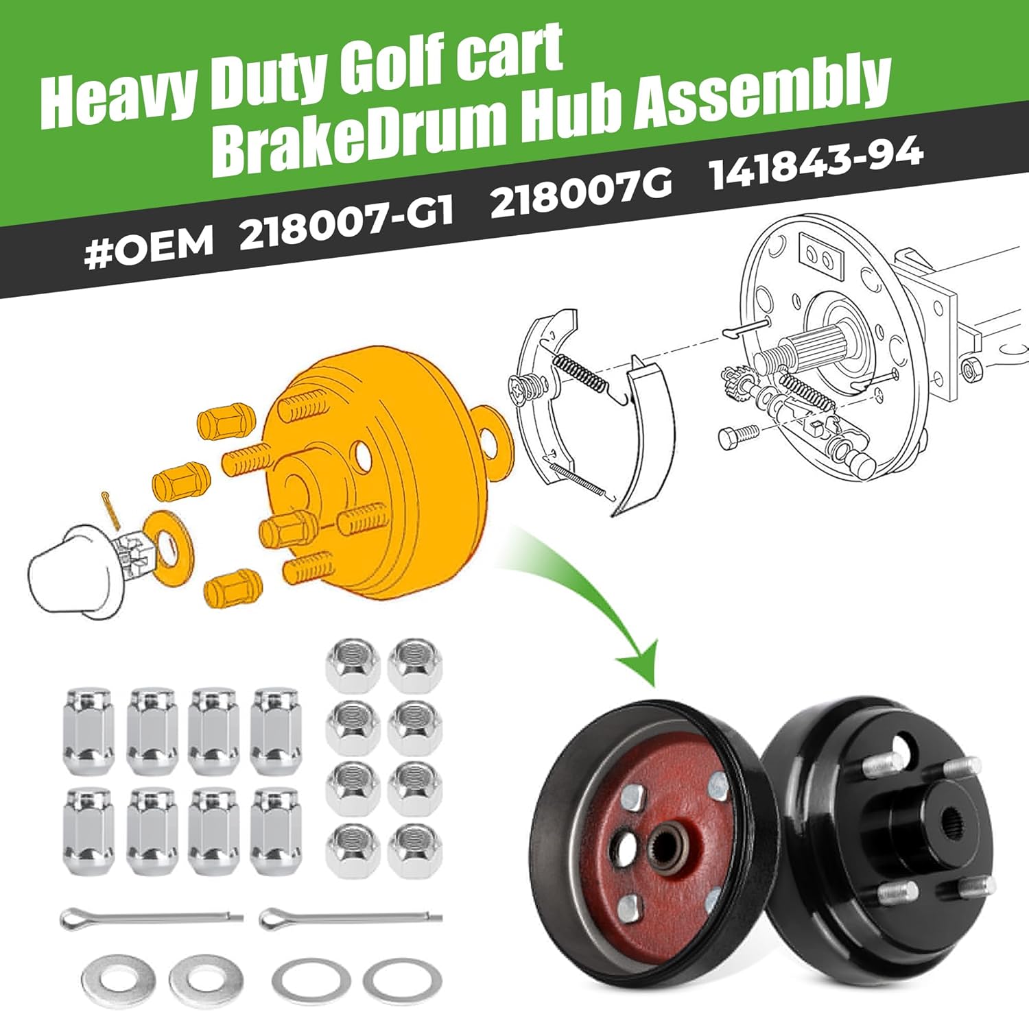 10L0L Golf Cart Brake Drum Hub Assembly for EZGO