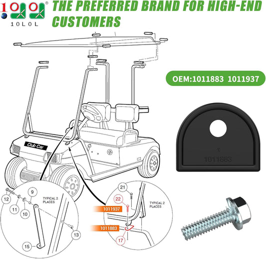 Golf Cart Front Top Strut Mount Pads with Stainless Steel Screws Kit for Club Car DS 1982-2000 Up - 10L0L