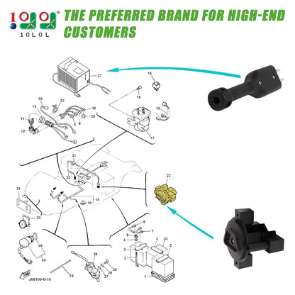 10L0L Golf Cart 2 Prong Crow Foot Charger Handle Plug & E-Way Plug Receptacle
