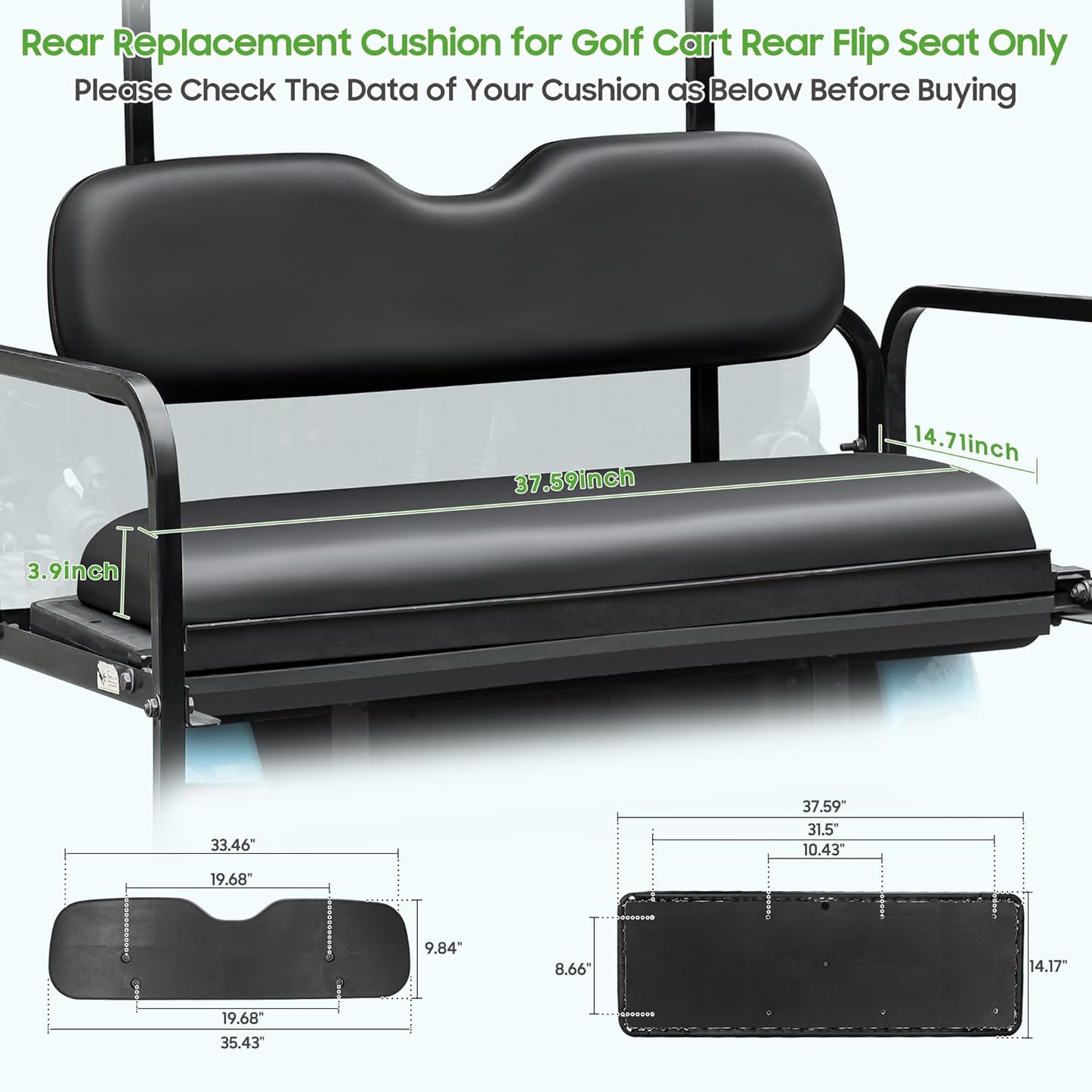 Golf Cart Flip Seat for Yamaha Club Car EZGO Back Seat