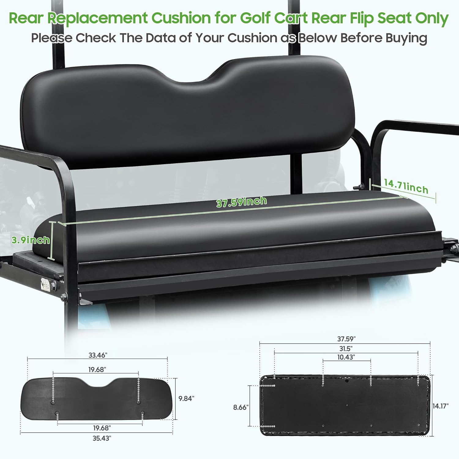 Golf Cart Flip Seat for Yamaha Club Car EZGO Back Seat