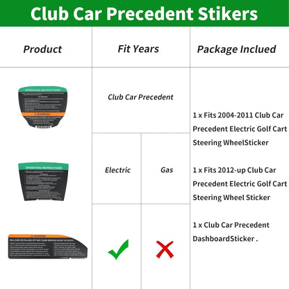 Golf Cart Steering Wheel Sticker &Dashboard Sticker Kit for Club Car Precedent